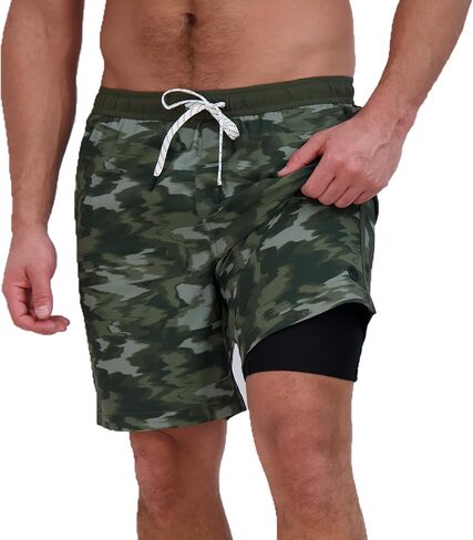 Eddie Bauer Men's SPF 50+ Volley Swim Trunk 8" Inseam Comes with Comfort Liner - Ultimate Comfort & Stretch in Kuwait