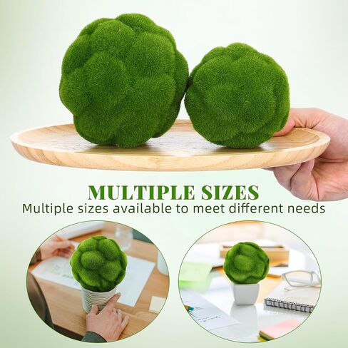 Zerodeko 2Pcs Balls Decorative, Green Balls, Artificial Plant Decorative Spheres Lightweight Fade-Resistant Moss Grass for Indoor Outdoor Home Garden in Saudi Arabia