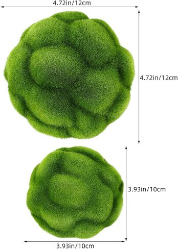 Zerodeko 2Pcs Balls Decorative, Green Balls, Artificial Plant Decorative Spheres Lightweight Fade-Resistant Moss Grass for Indoor Outdoor Home Garden in Saudi Arabia