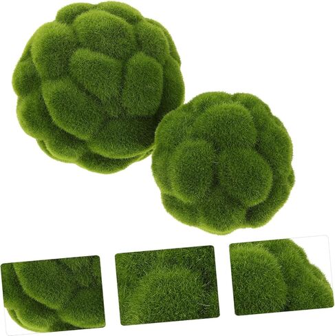 Zerodeko 2Pcs Balls Decorative, Green Balls, Artificial Plant Decorative Spheres Lightweight Fade-Resistant Moss Grass for Indoor Outdoor Home Garden in Saudi Arabia