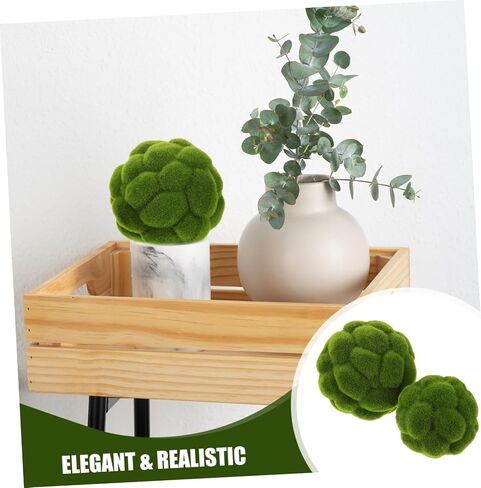 Zerodeko 2Pcs Balls Decorative, Green Balls, Artificial Plant Decorative Spheres Lightweight Fade-Resistant Moss Grass for Indoor Outdoor Home Garden in Saudi Arabia