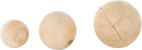 Deco 79 Wood Handmade Decorative Orbs & Vase Filler Decorative Balls with Varying Sizes, Set of 3 Vase Filler 5", 4", 3" D, Light Brown in Kuwait
