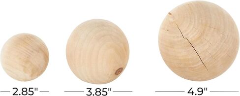 Deco 79 Wood Handmade Decorative Orbs & Vase Filler Decorative Balls with Varying Sizes, Set of 3 Vase Filler 5", 4", 3" D, Light Brown in Kuwait