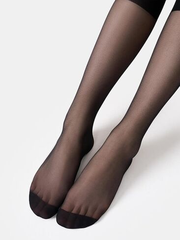 leg elegant 6 Pairs Sheer Knee High Stockings for Women, Reinforced Toe, Multicolors, 15 Denier Nylon (Black-002) in Saudi Arabia