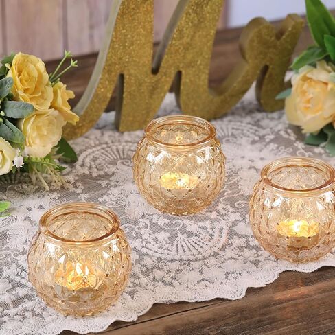 DARJEN Gold Votive Candle Holders- 8Pcs Glass Tealight Candle Holder, Size Upgrade Design for Home Decor, Elegant Candle Holder for Party & Dinner Table Centerpieces, Living Room Decor Gifts in Saudi Arabia