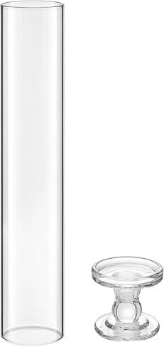 VEVOR Hurricane Candle Holders Set of 24, 12.6 in Tall Clear Glass Taper Candle Holders, High Borosilicate Glass, 2.36 in Cylinder for Wedding, Table Centerpiece, Party, Home Decor, Wind Protection in Kuwait