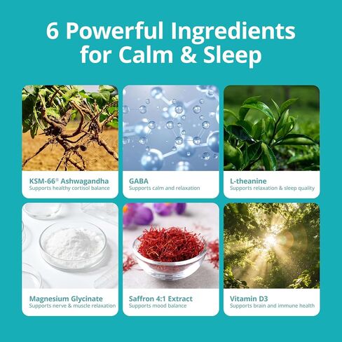 KSM-66 Ashwagandha Cortisol Supplement for Women with L-Theanine, GABA, Saffron, Magnesium Glycinate and Vitamin D3 for Calm Focus, Mood Balance-Gluten Free, GMO Free - 60 Vegan Capsules in Saudi Arabia
