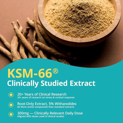KSM-66 Ashwagandha Cortisol Supplement for Women with L-Theanine, GABA, Saffron, Magnesium Glycinate and Vitamin D3 for Calm Focus, Mood Balance-Gluten Free, GMO Free - 60 Vegan Capsules in Saudi Arabia