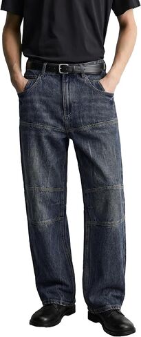Men's Super Baggy Jeans Y2K Wide Leg Denim Pants - Loose Fit Streetwear Non-Stretch Cotton Casual Trousers All Season in Saudi Arabia