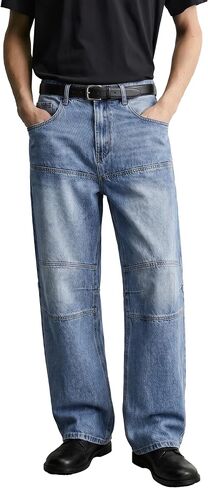 Men's Super Baggy Jeans Y2K Wide Leg Denim Pants - Loose Fit Streetwear Non-Stretch Cotton Casual Trousers All Season in Saudi Arabia