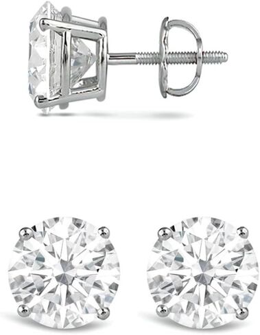 Everyday Elegance 14K White or Yellow Gold Classic Four Prong Stud Earrings | Round & Princess Cut Lab Grown Diamond | Screw Back Posts| 1.0 CTW TO 3.0 CTW (E-F Color, VS2-SI1 Clarity) | With Gift Box in Saudi Arabia