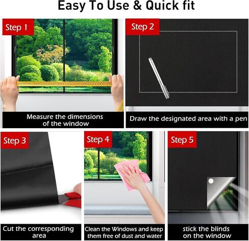 Blackout Blinds 158" x 57", 100% Blackout Curtains for Window, 420D No Drill Portable Black Out Shades Film for Bedroom, Cut to Any Size, Nursery Black Out Blinds for Baby Temporary, 30 Hook and Loop in Saudi Arabia