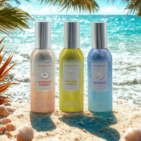 مجموعة رذاذ الغرفة المركزة من باث آند بودي وركس POOLSIDE CABANA وSPARKLING SUMMER وSANDBAR مكونة من 3 قطع مع قوس أزرق للعطلات والهدايا - 1.5 أونصة لكل منها - إصدار محدود لصيف 2025 in Kuwait