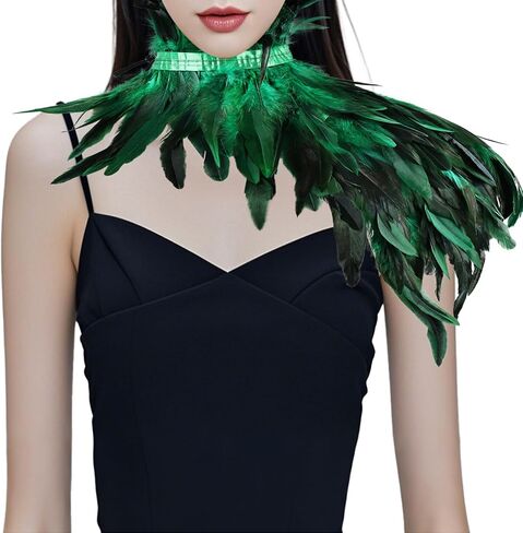 Gothic Natural Feather Shrug Feather Shawl Wrap Cape Victorian Collar for Halloween Cosplay Party Costume Accessories in Kuwait