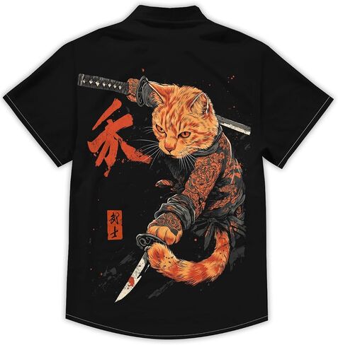 Men's Hawaiian Japanese Style Beach Tropical Short-Sleeve Holiday Print Funny Shirt Casual Button Shirt Unisex. in Kuwait