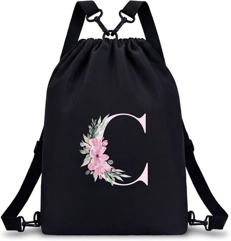 A-Z BAG Drawstring Backpack Gym Sackpack, Personalized Gifts for Women, Initial 4-in-1 Multi-String Swimming Bag for Waterproof Sports (A) in Kuwait