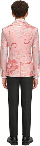 Boys Tuxedo Suit Set 3 Piece Floral Kids Formal Outfit Slim Fit Jacket with Pants Shirt and Bow Tie for Sneaker Balls Parties in Saudi Arabia