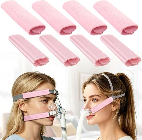 8 Pack Upgraded CPAP Mask Strap Covers, Innovative Dual-Layer Satin/Polar Fleece Comfort CPAP Strap Cushions, Breathable Face Mask Cushion Pads to Reduce Red Marks, Fits Most CPAP Headgear Straps,Pink in Saudi Arabia
