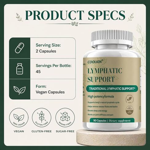 Natural Lymphatic Drainage Supplement – Supports Lymphatic Cleanse, Fluid Balance & Debloating – 90 Herbal Capsules with Dandelion & Burdock Root in Saudi Arabia