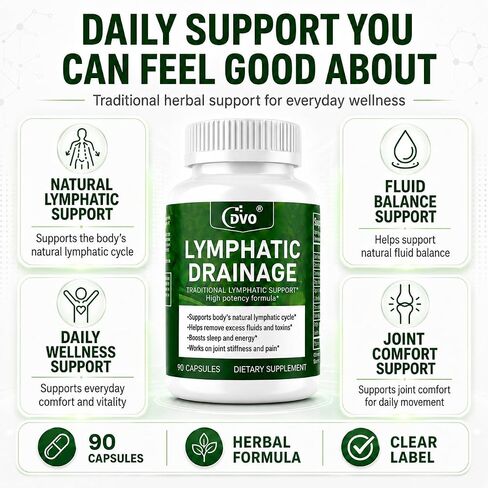 Lymphatic Drainage & Detox Supplement – Natural Herbal Capsules with Echinacea, Dandelion & Burdock Root – Supports Immune Health, Fluid Balance & Energy – 90 Count in Saudi Arabia