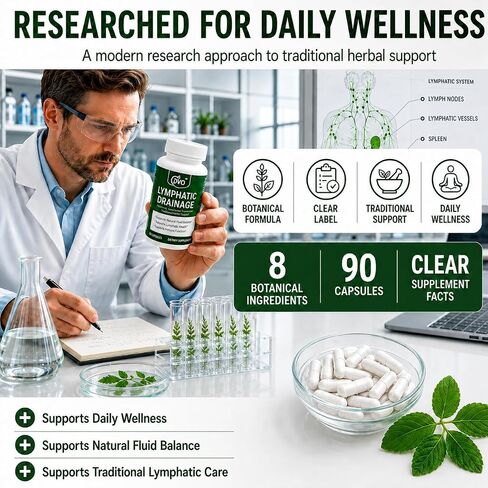 Lymphatic Drainage & Detox Supplement – Natural Herbal Capsules with Echinacea, Dandelion & Burdock Root – Supports Immune Health, Fluid Balance & Energy – 90 Count in Saudi Arabia