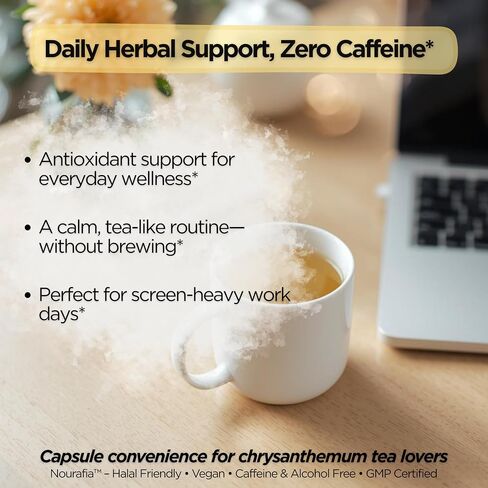 Chrysanthemum Flower Extract Capsules (10:1) | Strongest in US | 1,000 mg Extract per Serving | 120 Vegan Capsules | Herbal Antioxidant & Eye Support* | Caffeine-Free, Alcohol-Free, Non-GMO in Kuwait