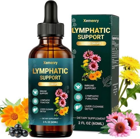 Lymphatic Drainage Drops – 11-in-1 Organic Herbal Blend with European Elderberry, Echinacea, Burdock Root, Dandelion, Vegan, Non-GMO, 2 fl oz in Saudi Arabia
