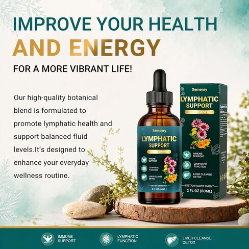 Lymphatic Drainage Drops – 11-in-1 Organic Herbal Blend with European Elderberry, Echinacea, Burdock Root, Dandelion, Vegan, Non-GMO, 2 fl oz in Saudi Arabia