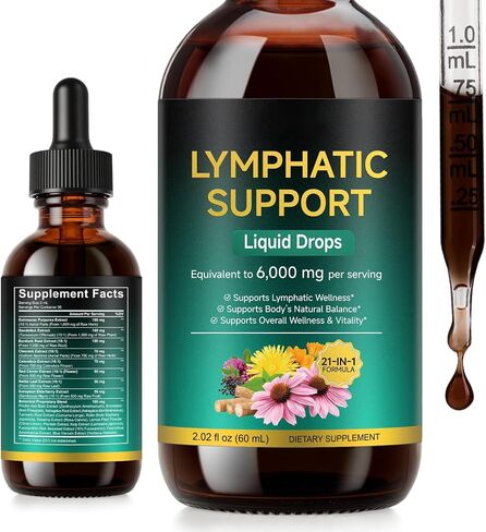 Lymphatic Drainage Drops, 21-in-1 6000mg High Potency Immune & Lymph System Support Supplement for Women & Men,Lymph System Drops - Immune Support, Cleanse & Detox in Saudi Arabia