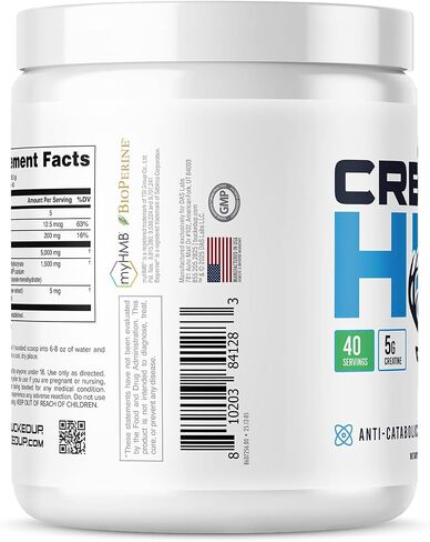 Bucked Up Creatine HMB 40 Servings Unflavored | 5g Creatine Monohydrate with 1.5g myHMB and 5mg BioPerine | Dietary Supplement Powder for Men and Women in Saudi Arabia