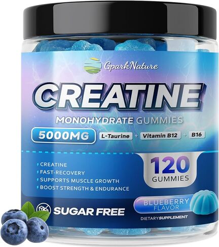 Creatine Monohydrate Gummies Complex 5000MG, 6X Energy & Muscle Support Pre-Workout Supplements for Women & Men, Enhance Strength, Advanced Formula Creatine, L-Taurine, B12, B6, Sugar Free, 120pcs in Saudi Arabia