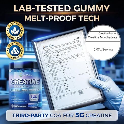 Creatine Monohydrate Gummies Complex 5000MG, 6X Energy & Muscle Support Pre-Workout Supplements for Women & Men, Enhance Strength, Advanced Formula Creatine, L-Taurine, B12, B6, Sugar Free, 120pcs in Saudi Arabia