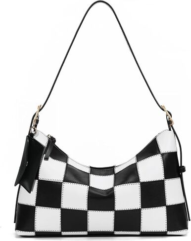 Shoulder Bag for Women Hobo Purse Trendy Checkered Handbag, Classic Vegan Leather Crossbody Bag with Adjustable Strap in Saudi Arabia