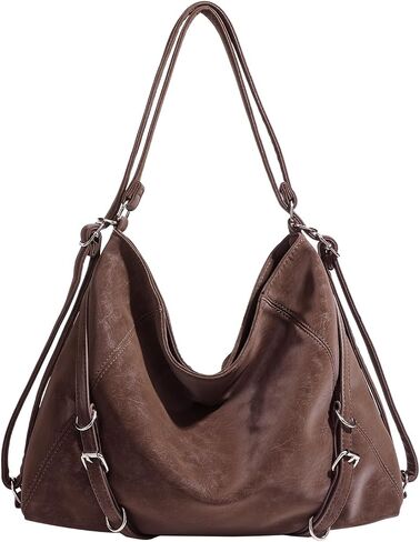 3-Way Convertible Hobo Bag for Women, Soft Shoulder Backpack, Casual Daily Tote Purse with Adjustable Strap in Saudi Arabia