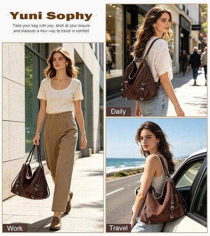 3-Way Convertible Hobo Bag for Women, Soft Shoulder Backpack, Casual Daily Tote Purse with Adjustable Strap in Saudi Arabia