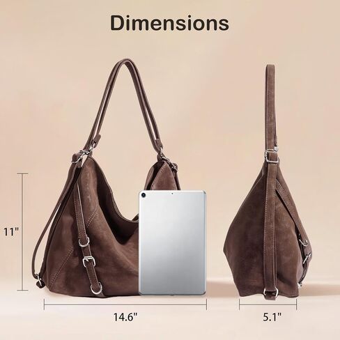 3-Way Convertible Hobo Bag for Women, Soft Shoulder Backpack, Casual Daily Tote Purse with Adjustable Strap in Saudi Arabia