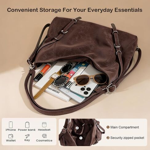 3-Way Convertible Hobo Bag for Women, Soft Shoulder Backpack, Casual Daily Tote Purse with Adjustable Strap in Saudi Arabia