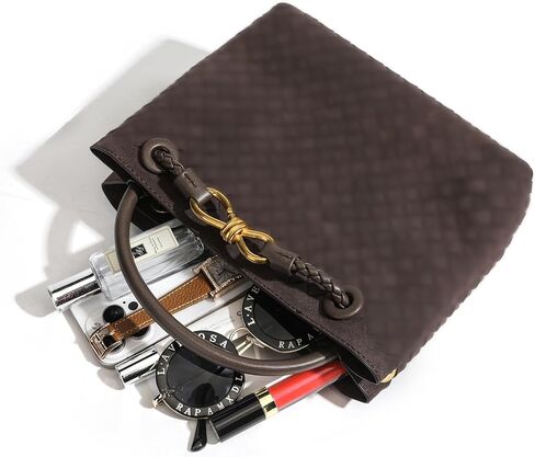 Woven Tote Bag Women Large Suede Shoulder Crossbody Handbag Handmade Hobo Bag Adjustable Strap Multi-Way in Saudi Arabia