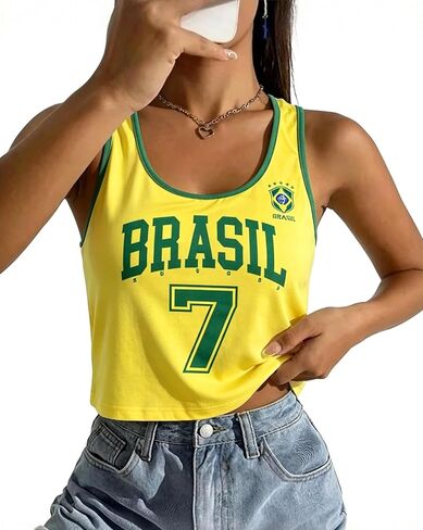 SFHFY Soccer Cup 2026 Tank Top Women:Brazil Mexico Sleeveless Shirt Soccer Fans Jersey Casual Crop Sport Tee in Saudi Arabia