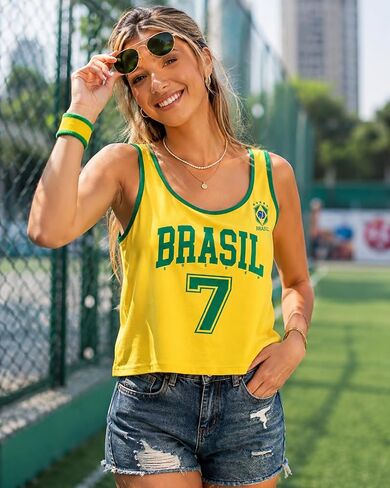 SFHFY Soccer Cup 2026 Tank Top Women:Brazil Mexico Sleeveless Shirt Soccer Fans Jersey Casual Crop Sport Tee in Saudi Arabia