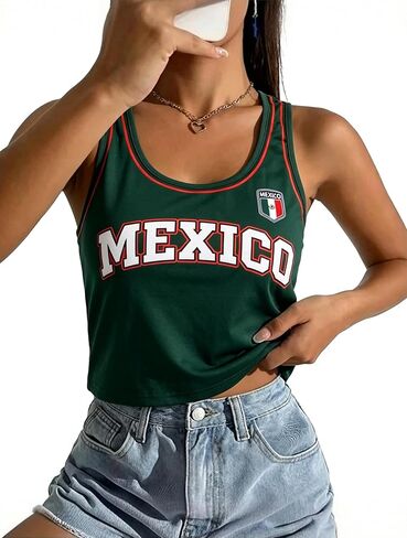 SFHFY Soccer Cup 2026 Tank Top Women:Brazil Mexico Sleeveless Shirt Soccer Fans Jersey Casual Crop Sport Tee in Saudi Arabia