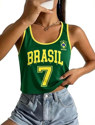 SFHFY Soccer Cup 2026 Tank Top Women:Brazil Mexico Sleeveless Shirt Soccer Fans Jersey Casual Crop Sport Tee in Saudi Arabia