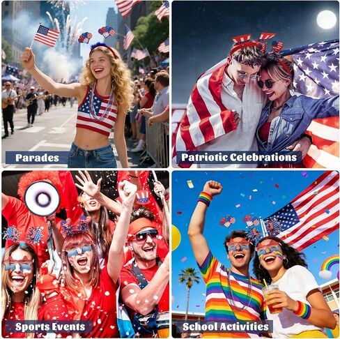 4th of July Party Favors Set, 20PCS Patriotic Accessories Independence Day Decorations Headbands Necklaces Star Sunglasses, Red White Blue Party Favors and Memorial Day Supplies in Saudi Arabia