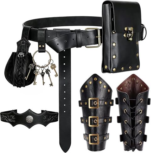 Renaissance Accessories Medieval Viking Belt Vintage Belt Pouch Bracers Headpiece Halloween Cosplay Costume Set in Saudi Arabia