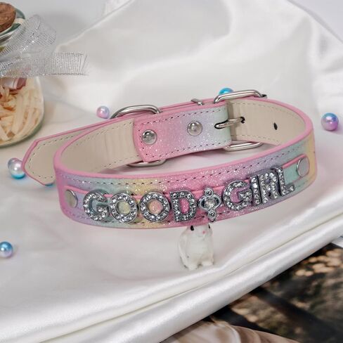 Collar and Leash Set Choker Necklace for Women,Pride Rainbow Glitter Leather Choker with Letters Gothic Punk Jewelry for Rave,Cosplay Party in Saudi Arabia