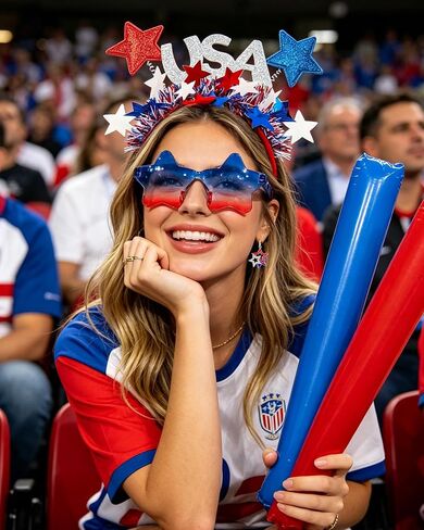 4th of July Patriotic Accessories Set, Red White Blue USA Star Headband with Star Sunglasses and Earrings for Halloween Memorial Day Parade in Saudi Arabia