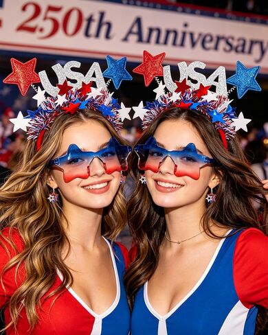 4th of July Patriotic Accessories Set, Red White Blue USA Star Headband with Star Sunglasses and Earrings for Halloween Memorial Day Parade in Saudi Arabia