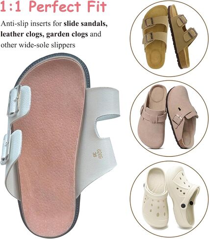 Pigskin Leather Insoles for Men and Women's Clogs，Anti-Slip Comfort Inserts for Cork Footbed Sandals, Ultra-Thin Adhesive Odor-Control Barefoot Shoe Liners for Slide Sandals in Saudi Arabia