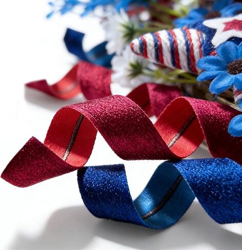 24" Patriotic Wreath for Front Door 4th of July Wreaths with Red White Blue Hand-Wrapped Star&Velvet Ribbon for 250th Anniversary USA Memorial Day, Independence Day Home Porch Wall Outdoor Decoration in Saudi Arabia