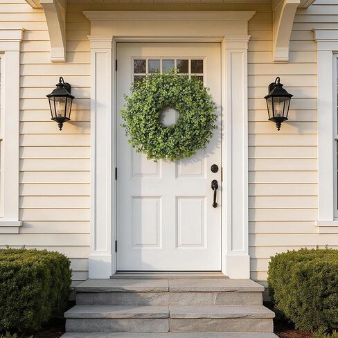 26" Large Artificial Mint Leaves Wreath for Front Door - Faux Mint Wreath, Realistic Fake Plant Wreath for Window,Porch,Home,Farmhouse,Outdoor Decor - Spring, Summer, All Seasons (Green) in Saudi Arabia